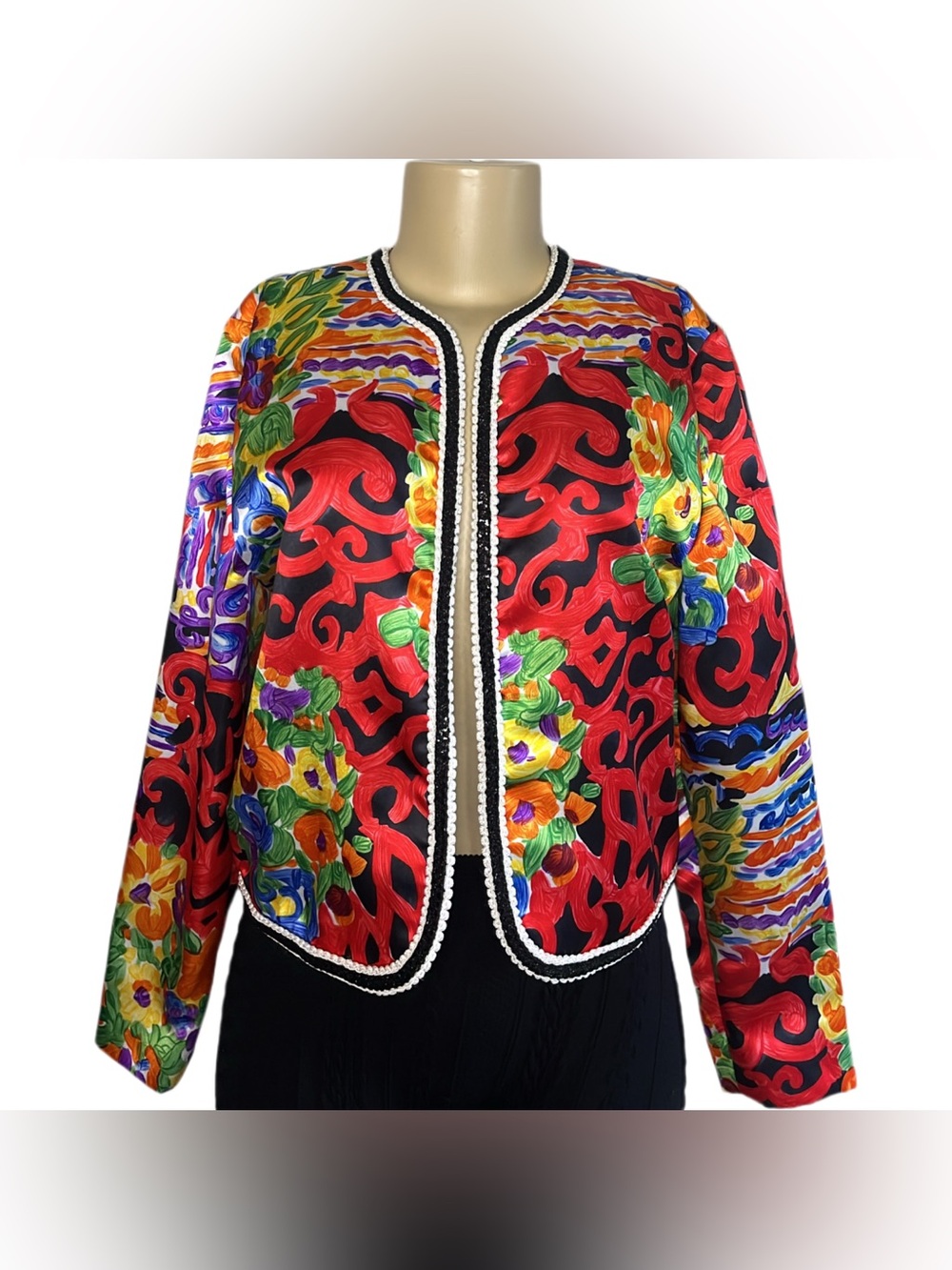 Vintage 80s Oh Nah Nah Collections Abstract Watercolor Jacket